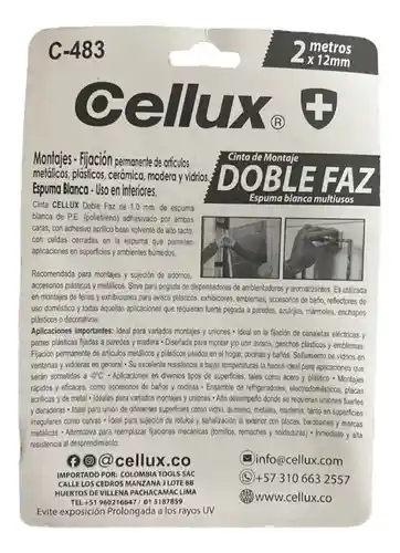 Cinta Adhesiva Doble Faz Espuma Blanca Cellux
