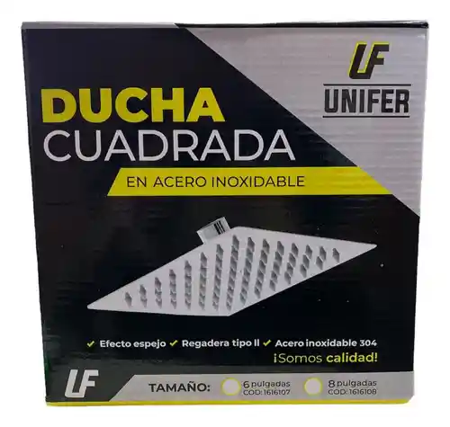 Regadera Ducha Cuadrada Acero Inoxidable 10 Negra Mate