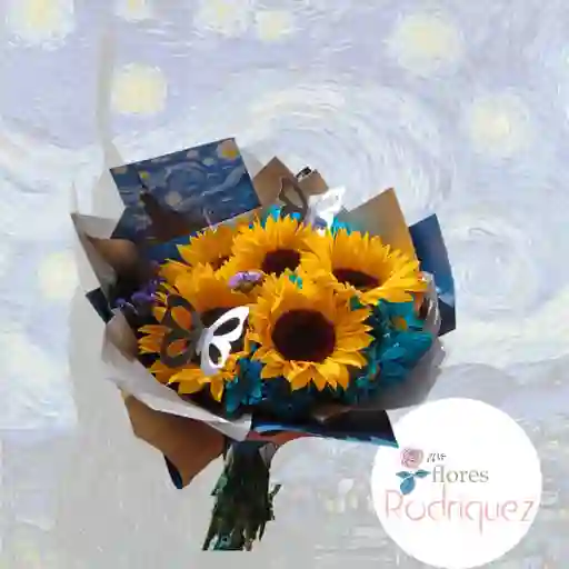Girasoles Y Flores Azules Van Gogh 🌻