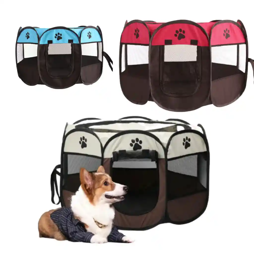 Corral P/mascotas Perros Gatos Plegable Portatil Impermeable