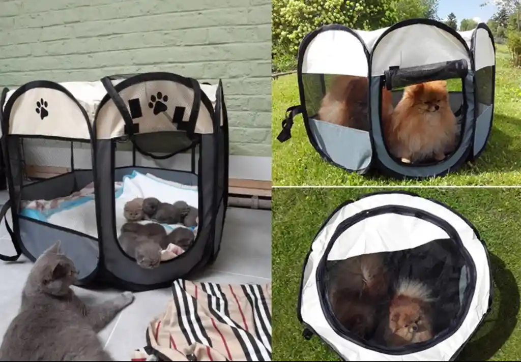 Corral P/mascotas Perros Gatos Plegable Portatil Impermeable