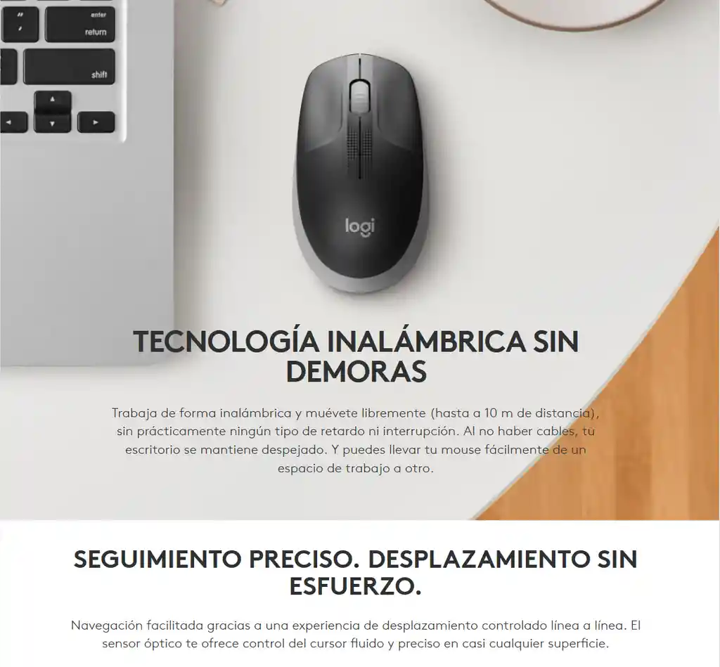 Mouse Inalámbrico Full Size Confortable Logitech M190 Gris Marengo