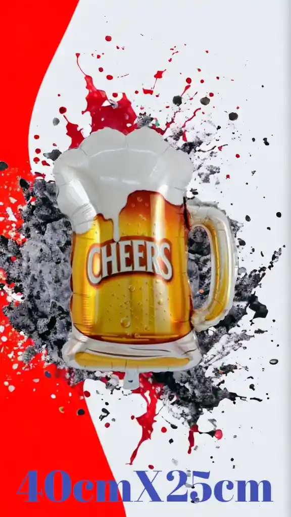 Globo Metalizado Vaso Cerveza Cheers 40cmx25cm (pequeña)