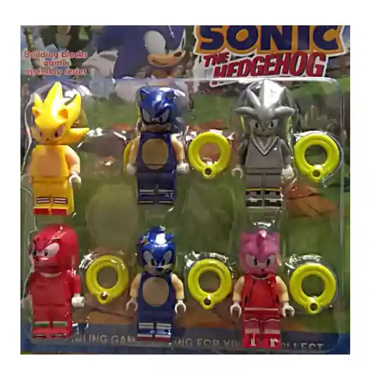 Set X6 Figuras Lego Sonic Tails Amy Muñecos 6cm Blister