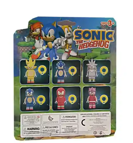 Set X6 Figuras Lego Sonic Tails Amy Muñecos 6cm Blister