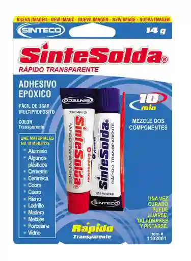 Pegante Epoxico Sintesolda Rapido Transparente X 14 Gramos