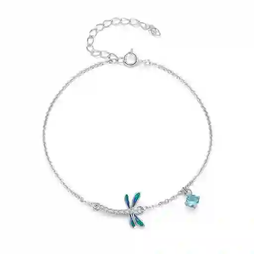 Pulsera Manilla Para Mujer Libélula Fabricada En Plata 925