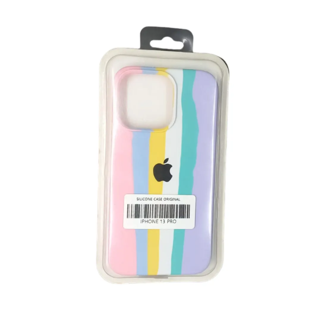 Forro Silicone Case Arcoiris Rosado Iphone 13 Pro