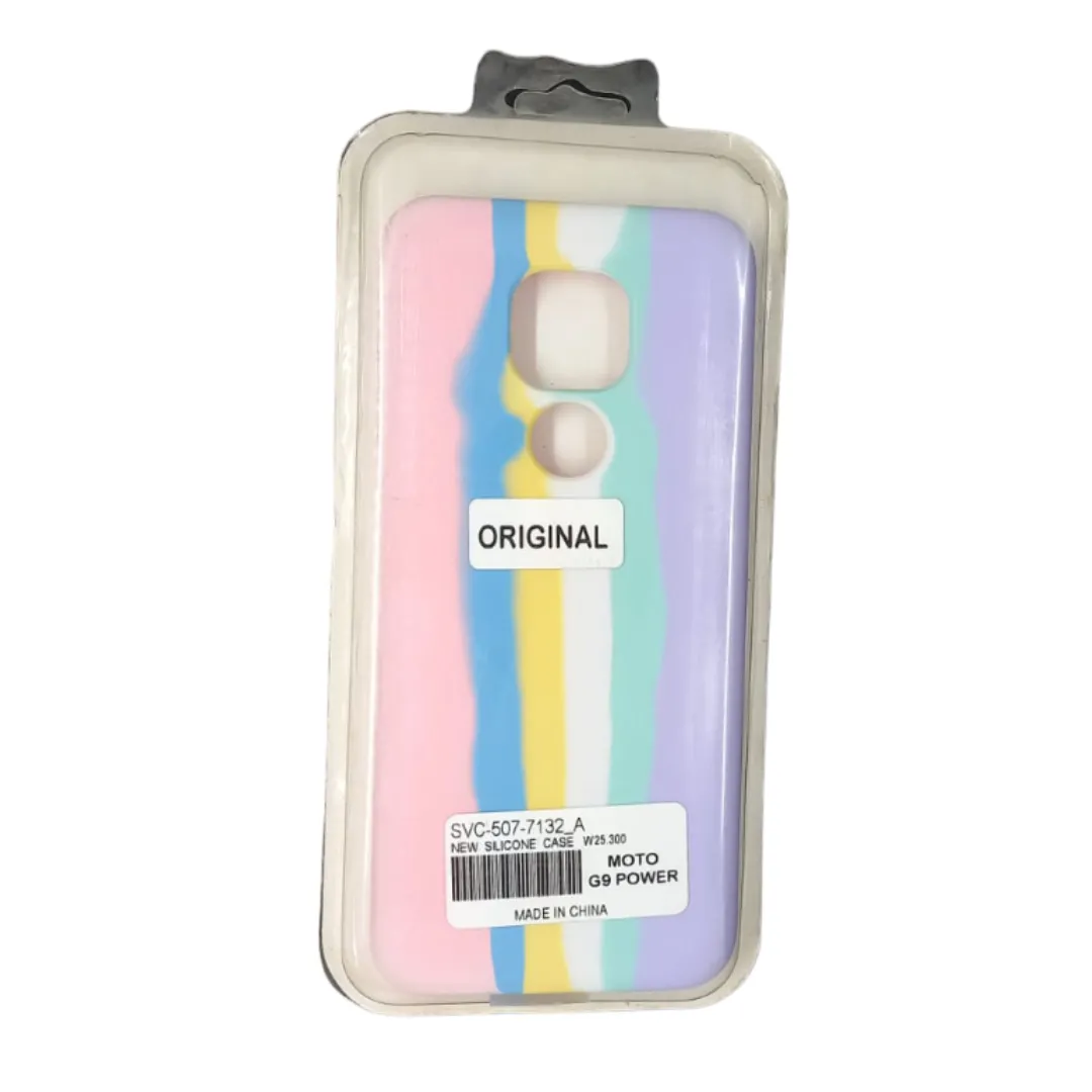 Forro Silicone Case Arcoiris Rosado Motorola G9 Power
