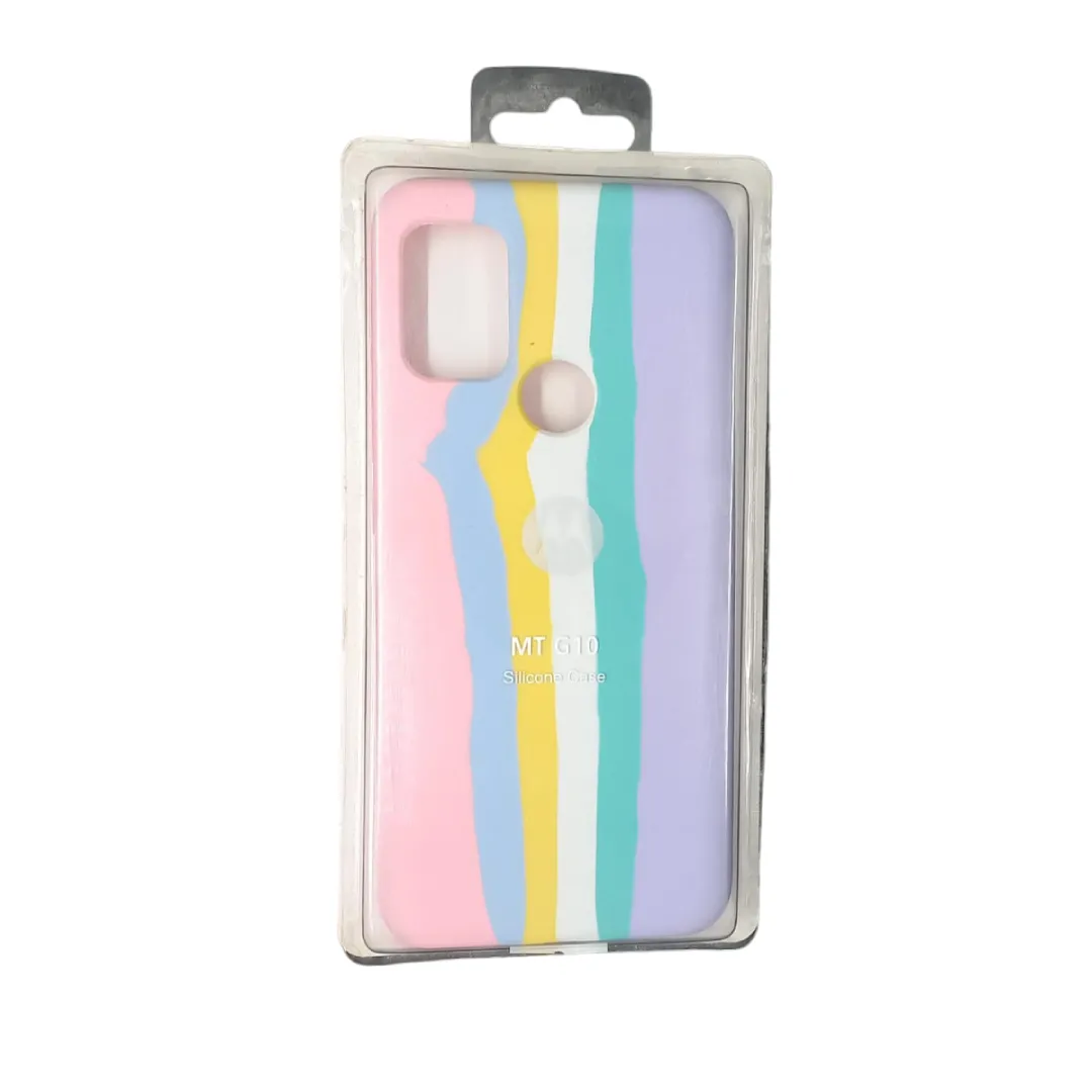 Forro Silicone Case Arcoiris Rosado Motorola G10