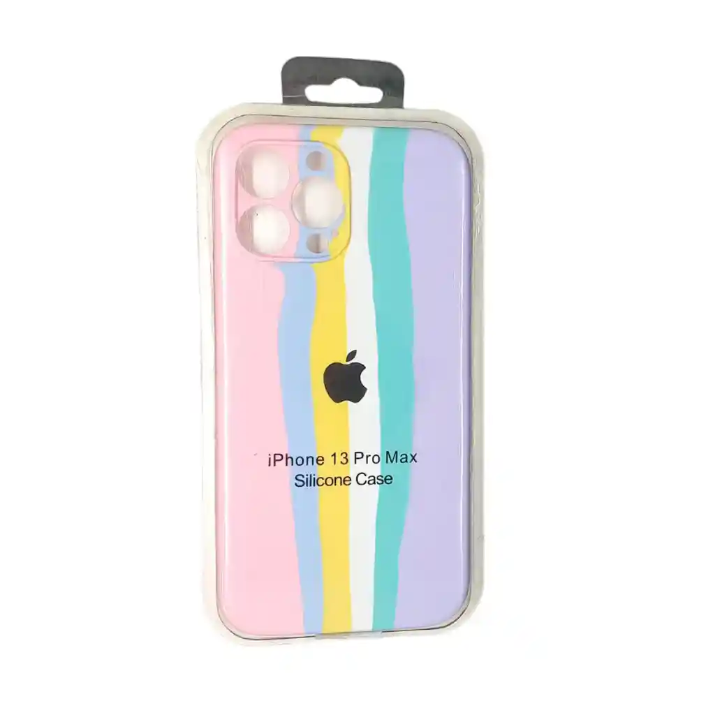 Forro Silicone Case Arcoiris Iphone 13 Pro Max Pastel