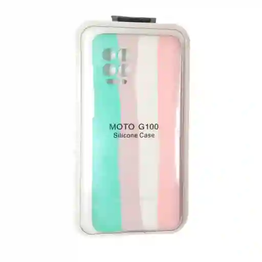 Forro Silicone Case Arcoiris Motorola G100 Pastel