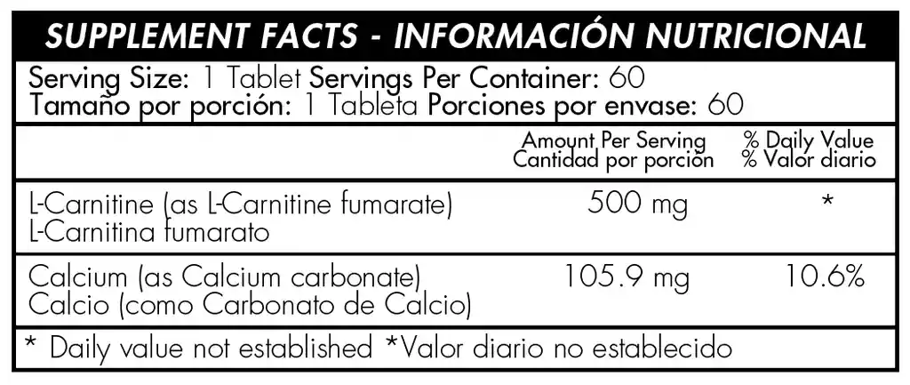 L Carnitina 500 Mg 60 Tabletas