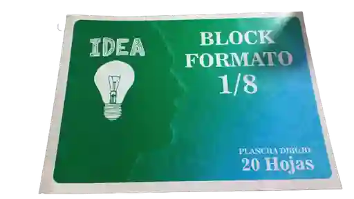 Block Formato 1/8, Plancha De Dibujo 20 Hojas