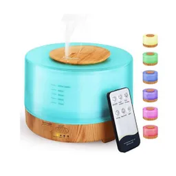 Humidificador Difusor Base Madera 500 Ml Con Control