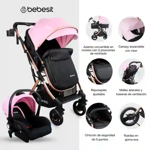 Coche Travel System Gold Lx Pink