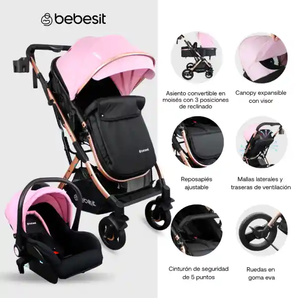 Coche Travel System Gold Lx Pink