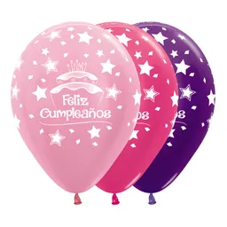 Bomba Globo Biodegradable De Latex Feliz Cumpleaños Tortas Niñas R12