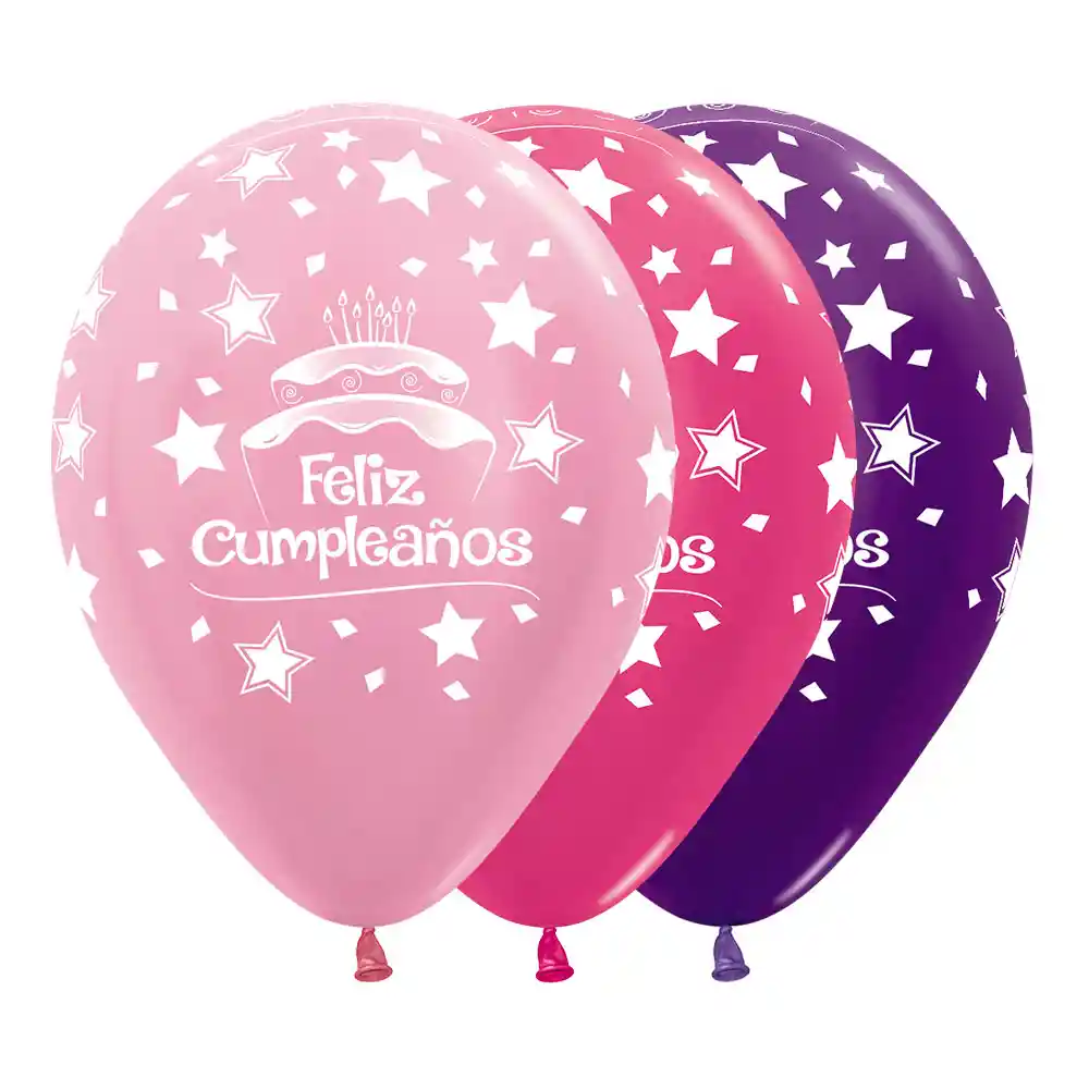 Bomba Globo Biodegradable De Latex Feliz Cumpleaños Tortas Niñas R12