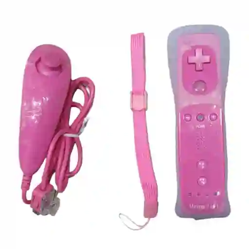 Control Wii Wiiu + Nunchuck + Silicona + Correa + Wii Motion Color Rosado