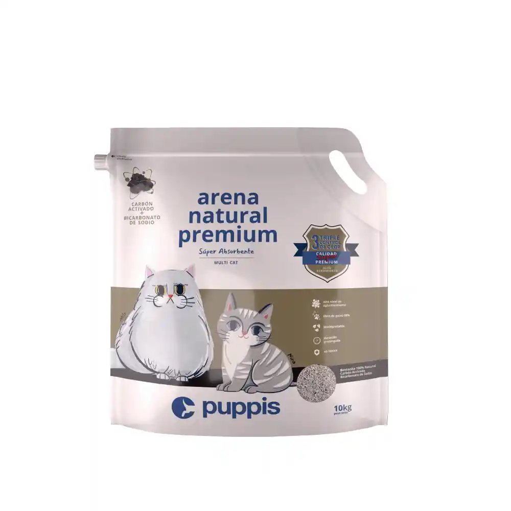 Arena Bentonita Para Gato Puppis Súper Premium - 10 Kg