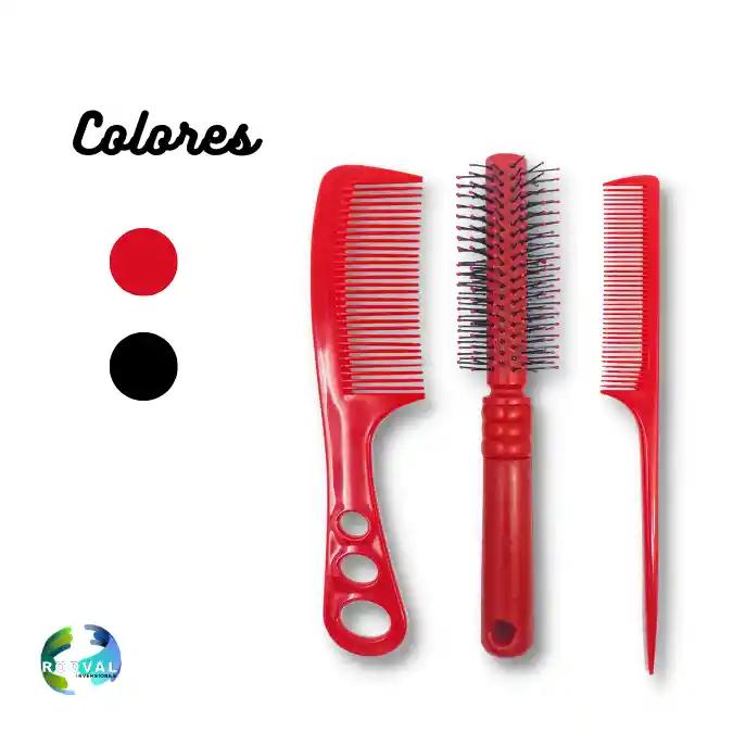 Set Cepillo Peinilla Colores Mix Mhc-2216 Isp (e69-2)