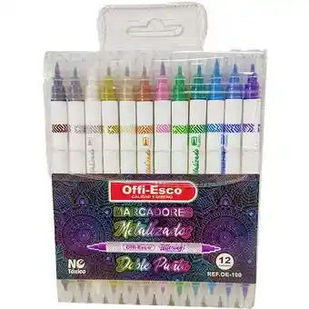 Estuche Marcador Offiesco Metalizado X12 Doble Punta Oe 100