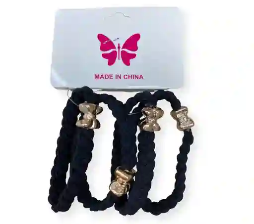 Chulos Trenza Con Aplique Color Negro X 4 Unds