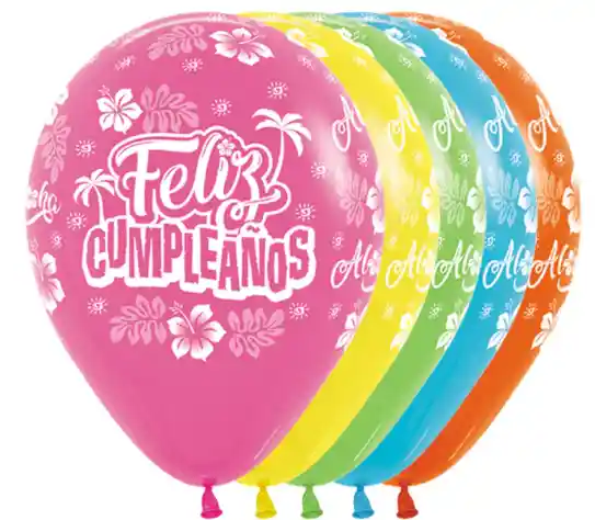 Globos Bombas R-12 X 12 Unds Latex Redondo Infinity Feliz Cumpleaños Hawaiano Fashion Surtido Tropical Sempertex