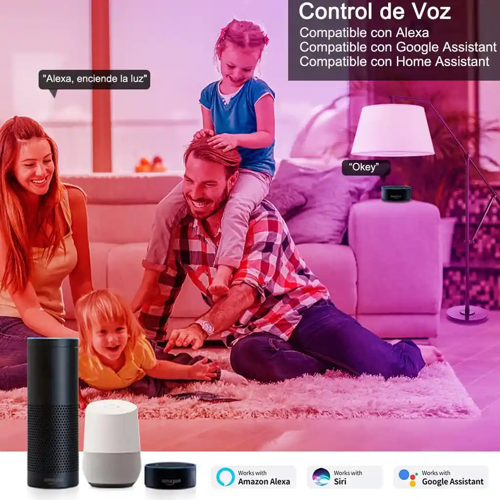 Bombillo Led Rgb Inteligentes Compatible Con Alexa Y Google Home Assistant, Control Remoto De App Y Control De Voz