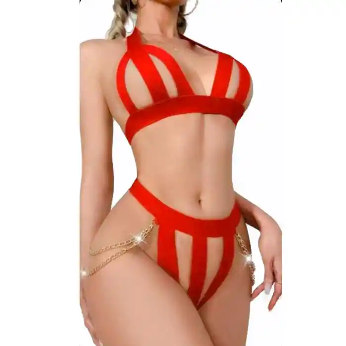 Conjunto Lencería Para Mujer Sexy Roja Erótica