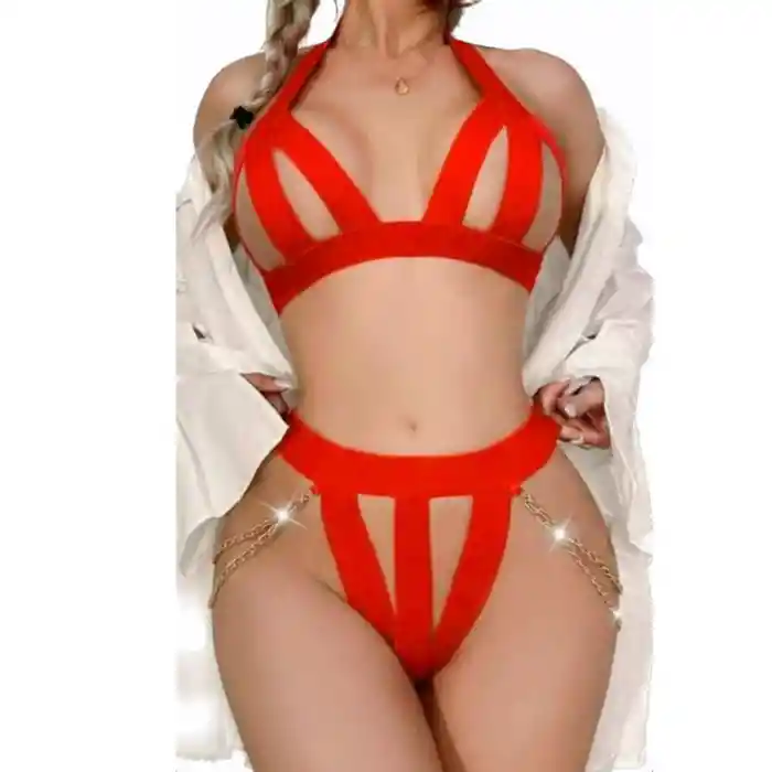 Conjunto Lencería Para Mujer Sexy Roja Erótica