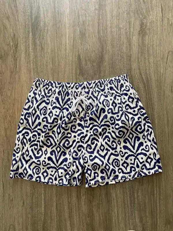 S - Pantaloneta - Short- Pantalón De Hombre Blanco Azul Tallla S