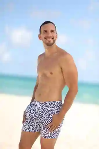S - Pantaloneta - Short- Pantalón De Hombre Blanco Azul Tallla S
