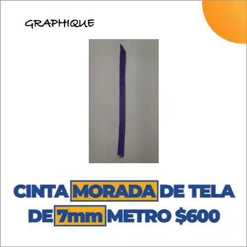 Cinta De Tela Razo O Ilusión Morado De 7 Mm Metro
