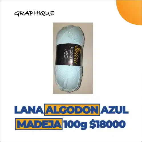 Lana Algodon Azul Madeja 100 Gms