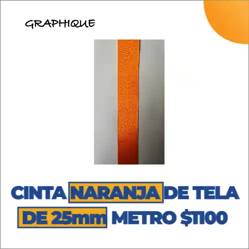 Cinta De Tela Razo O Ilusión Naranja De 25 Mm Metro