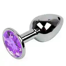 Plug Anal Acero Quirúrgico Talla M Joya Morada