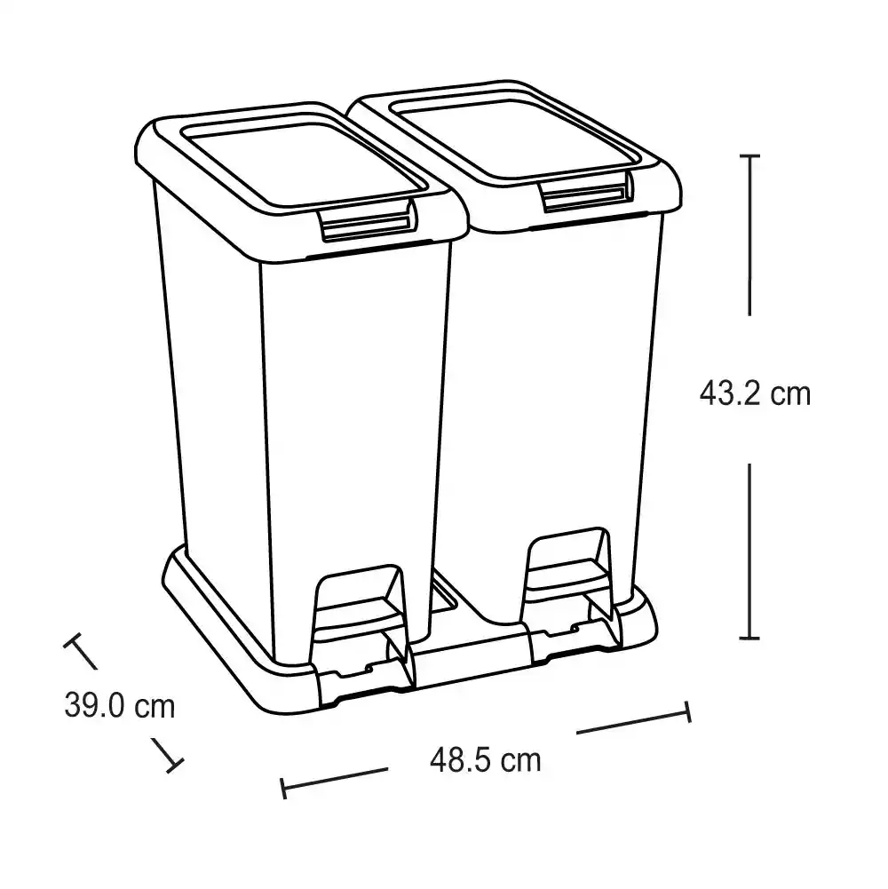 Basurero Pedal 20 Litros Doble Negro No Aprovechable Y Verde Organico Aprovechable