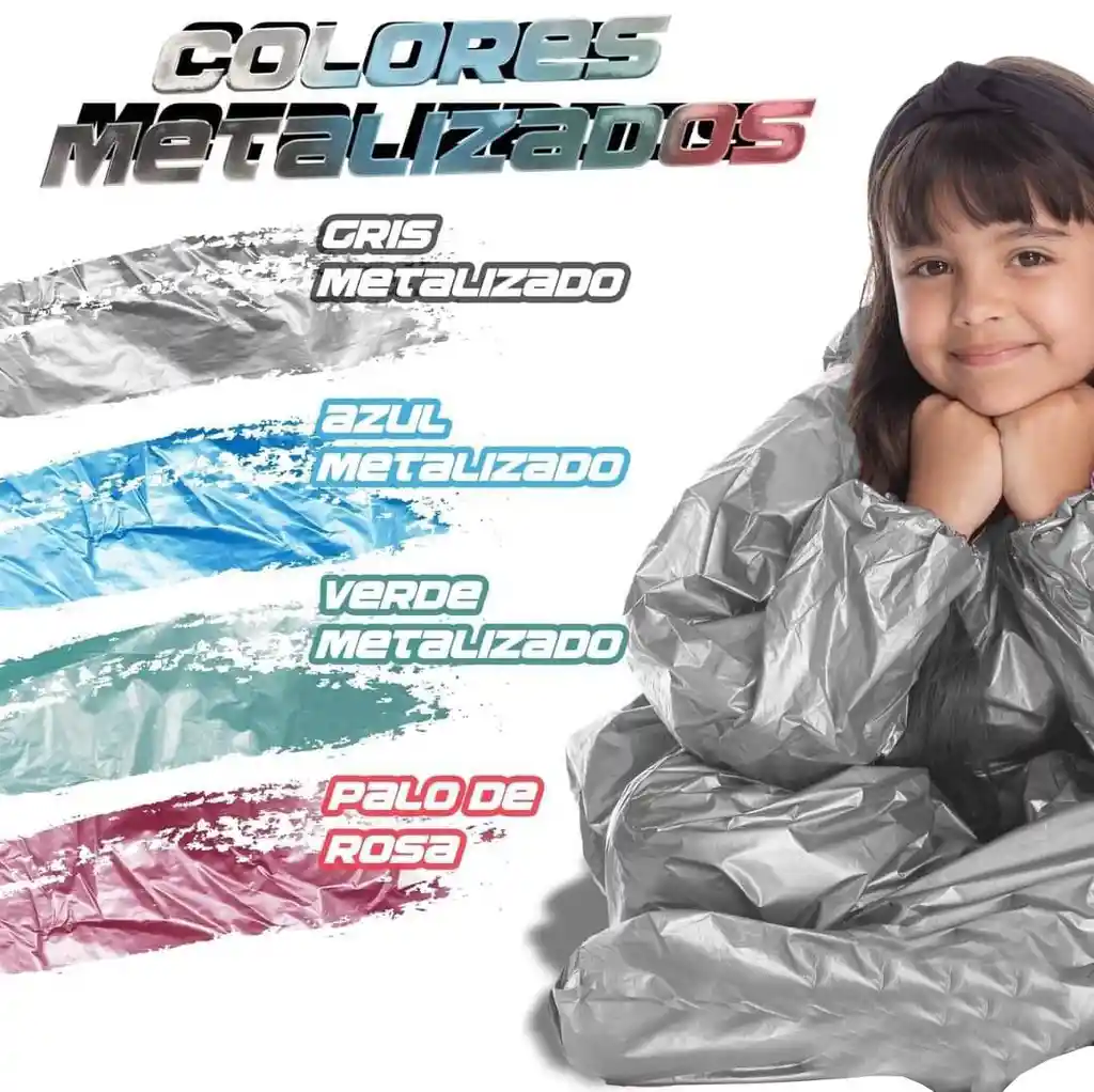 Impermeable Moto Bicicleta Plástico Talla: 14 Portable Niña Niño - Plateado