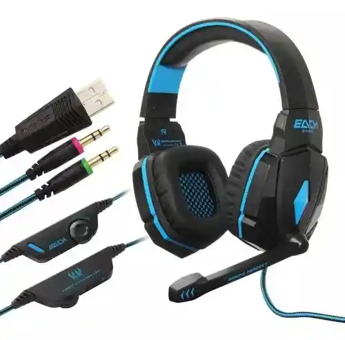 Audifono Diadema Gamer Kotion Each G4000 Usb Microfono Azul