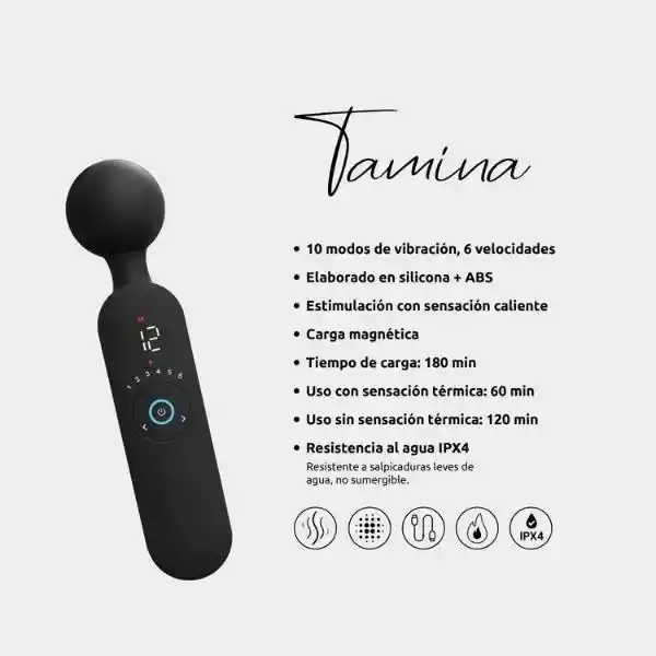 Vibrador Hitachi Tamina Térmico Negro