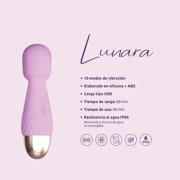 Vibrador Mini Hitachi Lunara Lila Recargable