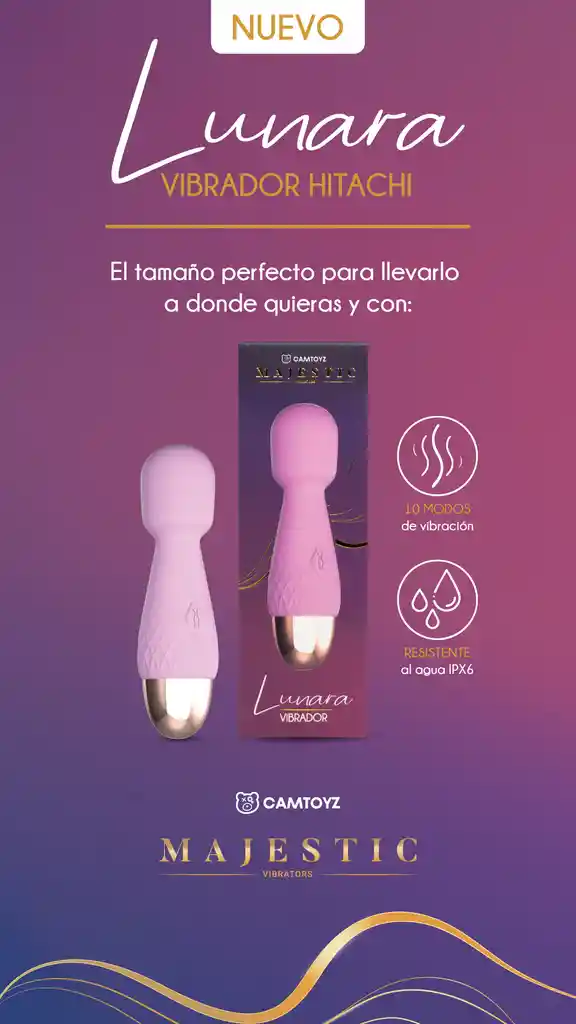 Vibrador Mini Hitachi Lunara Lila Recargable