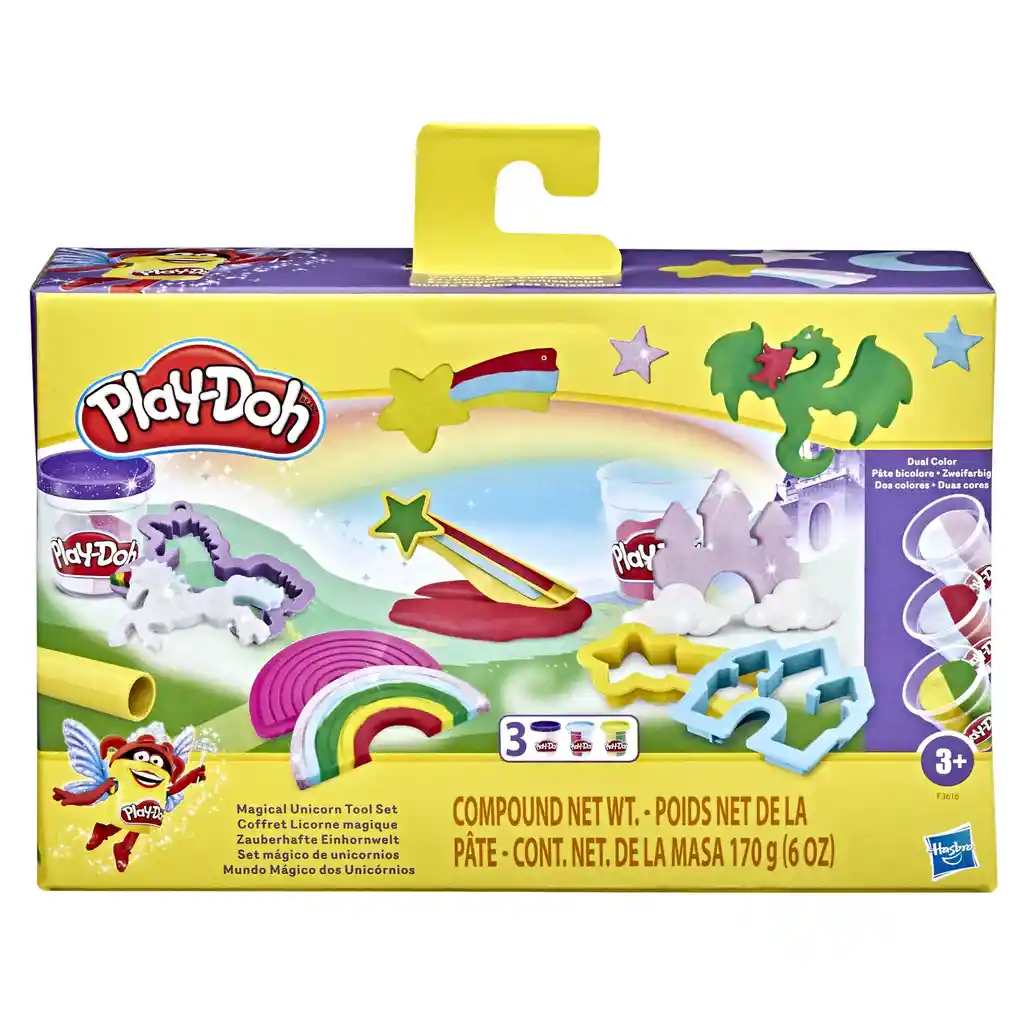 Plastilina Play Doh Set Unicornio + 3 Frascos