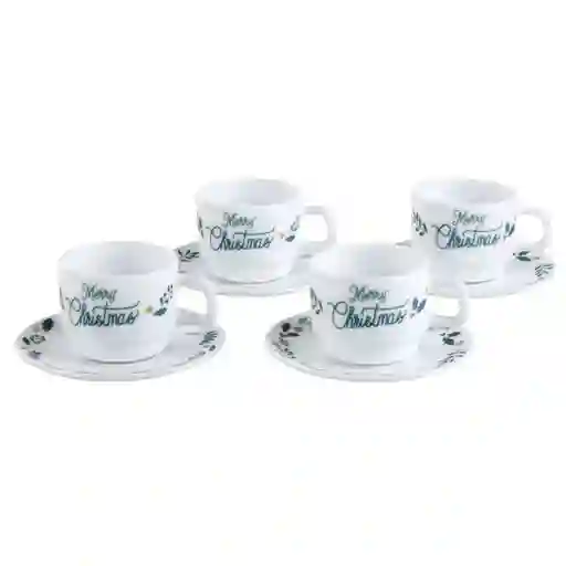 Taza Cafe X 4 + Plato X 4 Expressions Christmas