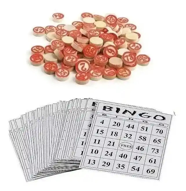 Juego De Bingo Con Fichas De Madera