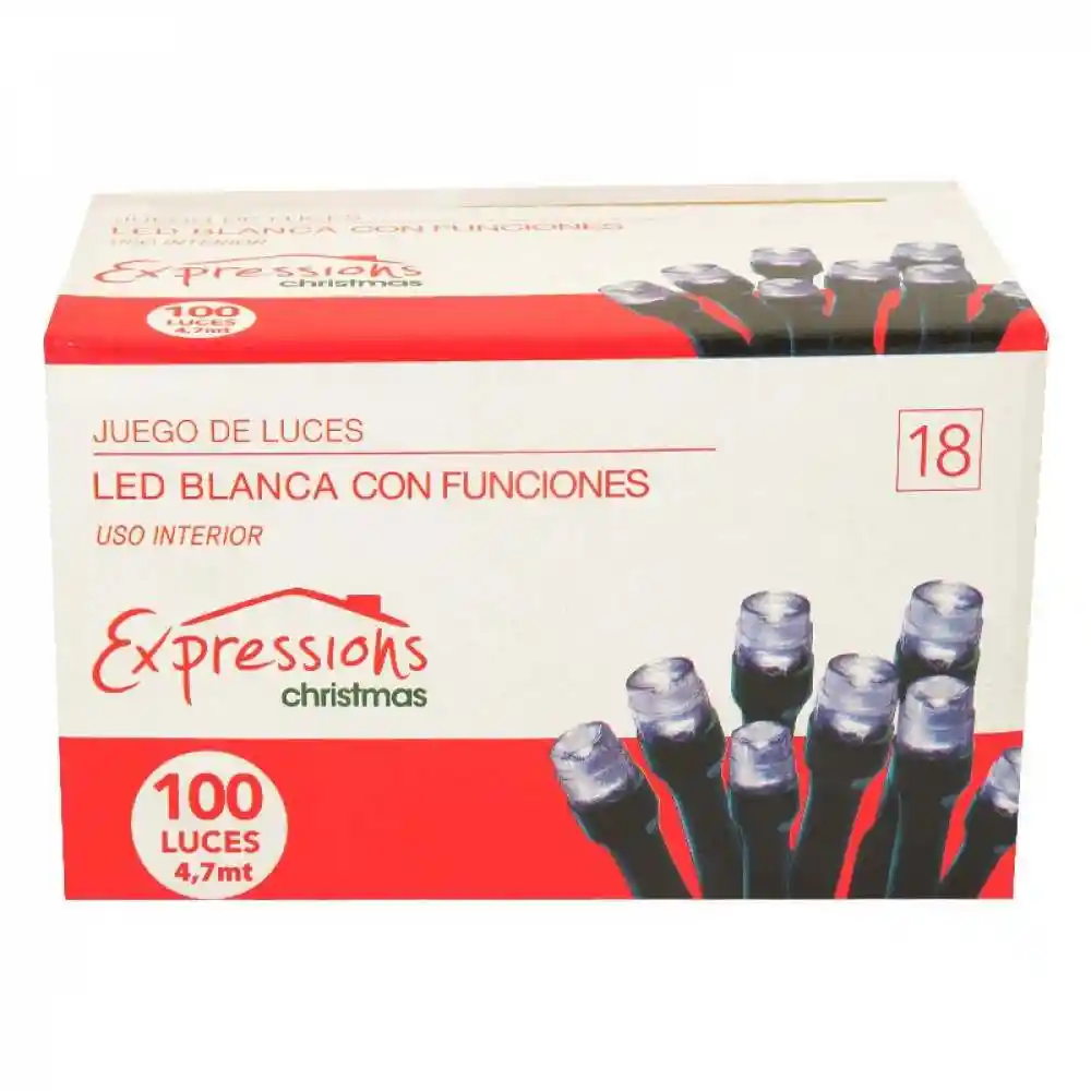 Luces X100 Led Expressions Christmas Funciones Blancas