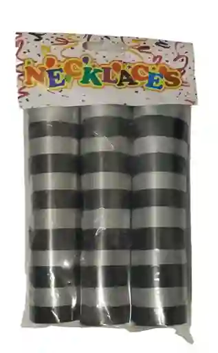 Serpentina Metalizada Plateado Y Negro X 3 Tubos