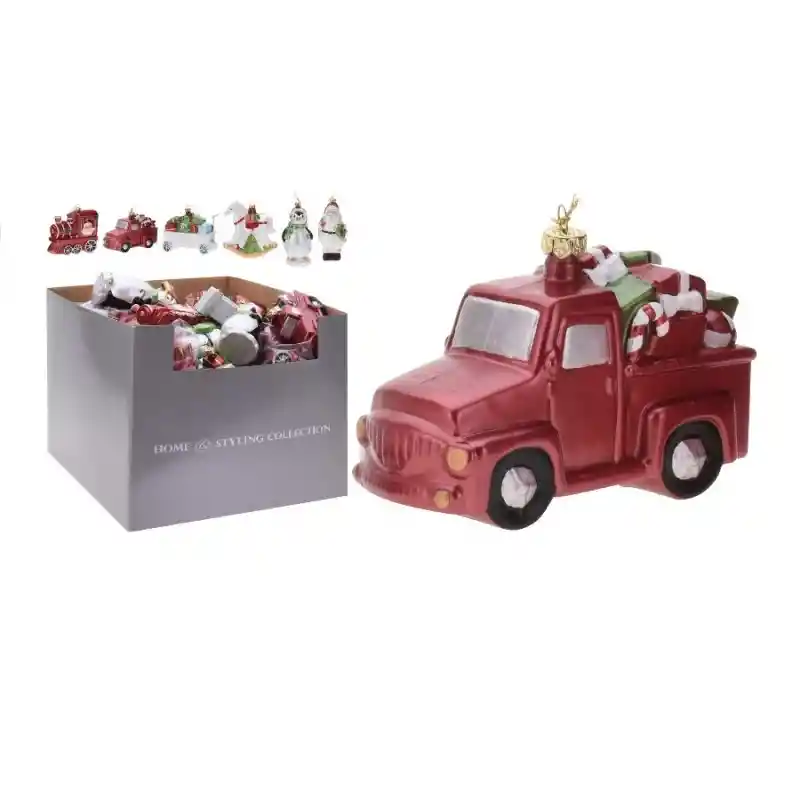 Carro Navideño 10cm Home Styling Para Colgar Ceramica